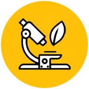 Microscope and leaf icon.